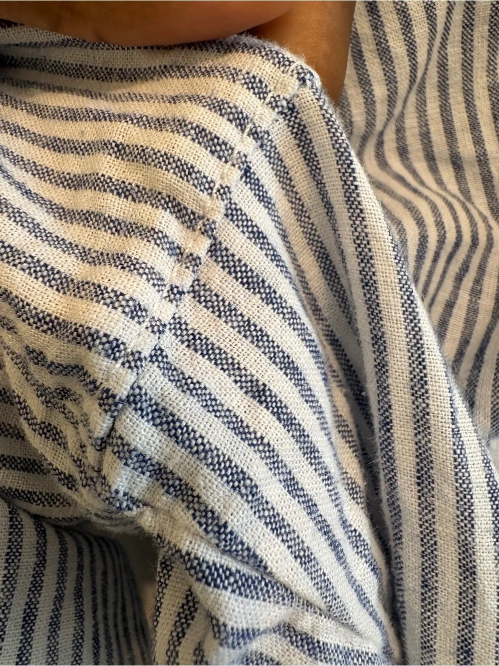 H&M Light Blue Stripe Men's Drawstring Linen Pants